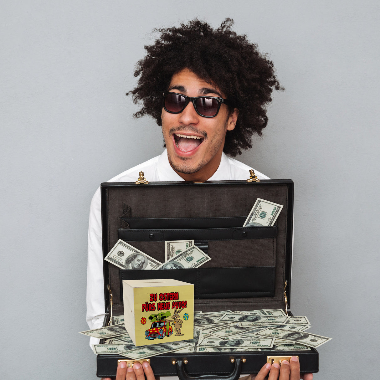 Osterhase Spardose mit Spruch: Zu Ostern fürs neue Auto!