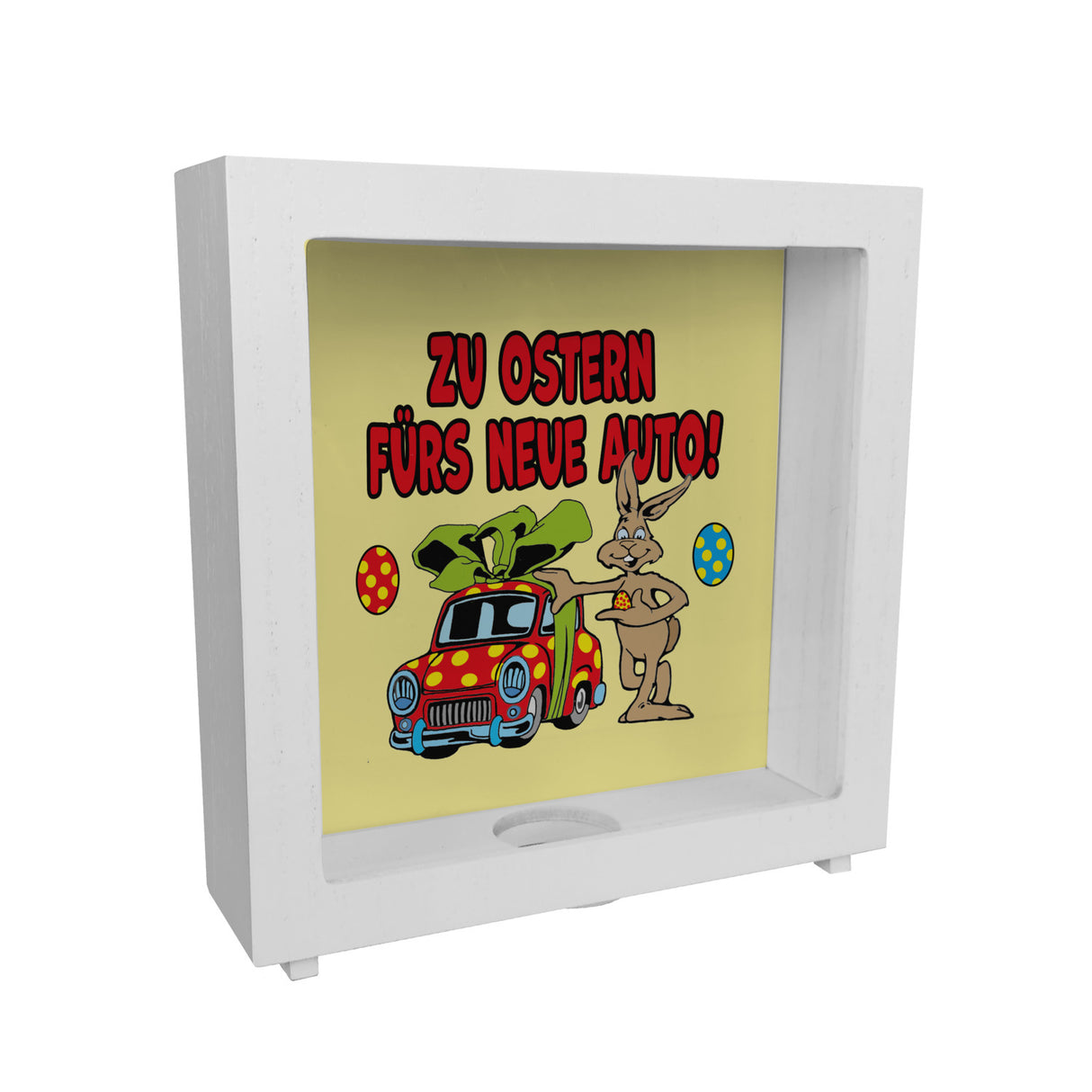 Osterhase Spardose mit Spruch: Zu Ostern fürs neue Auto!