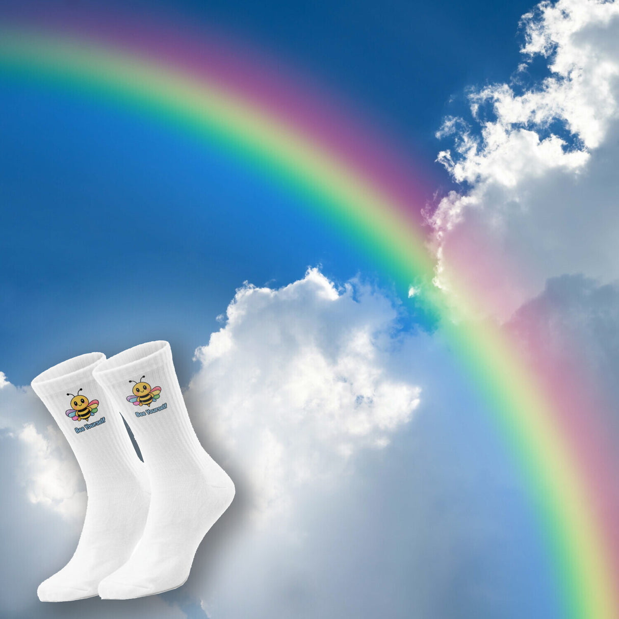 epicsocks Bee Adventures Regenbogen-Biene Socken in 37-41 im Paar