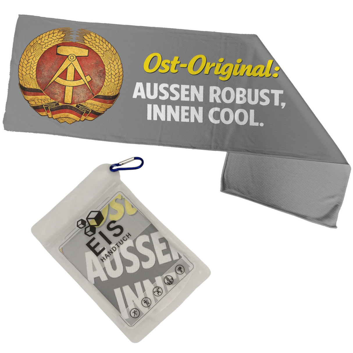 DDR-Logo Ost-Stolz Eishandtuch - außen robust, innen cool