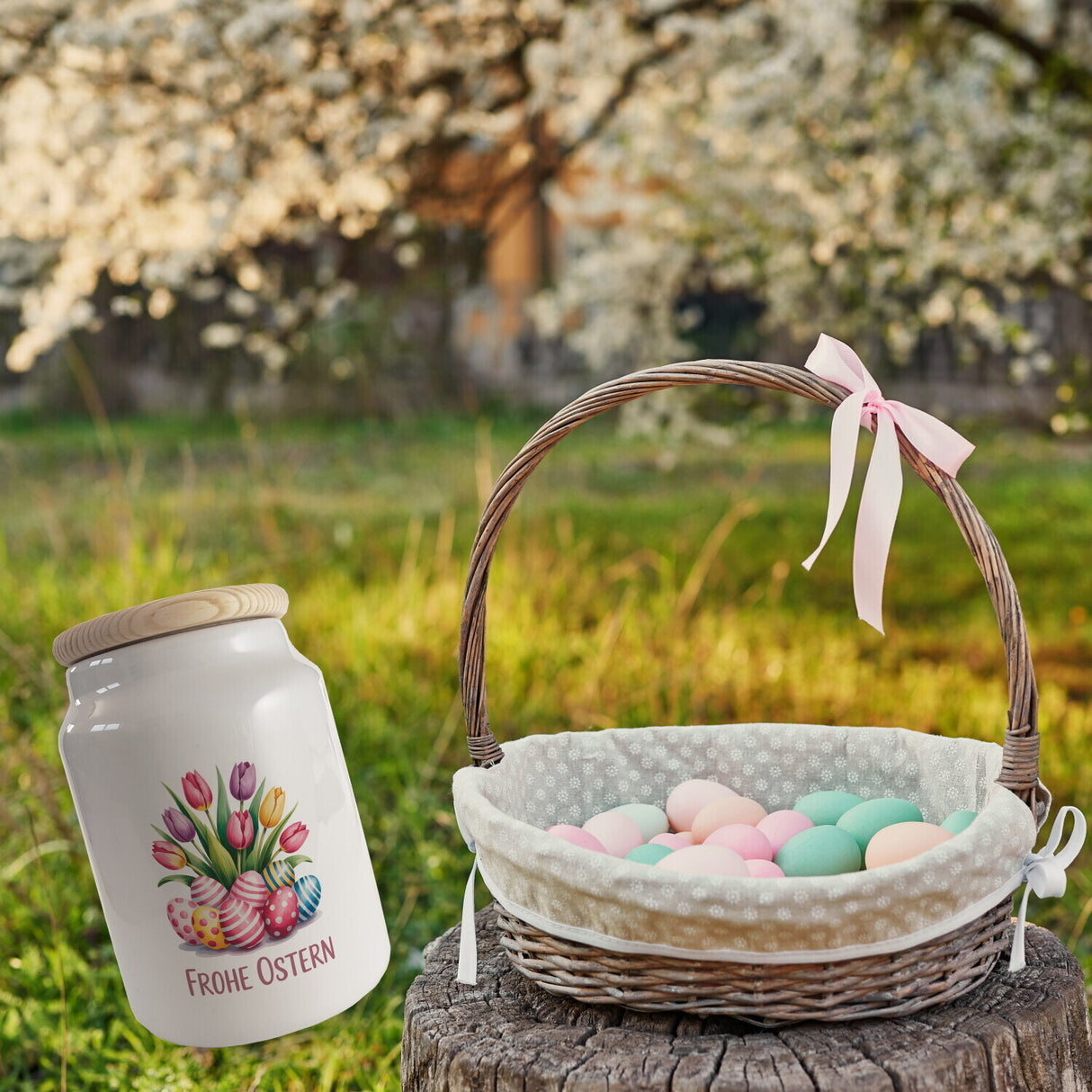 Tulpen und Ostereier Frohe Ostern Keksdose n