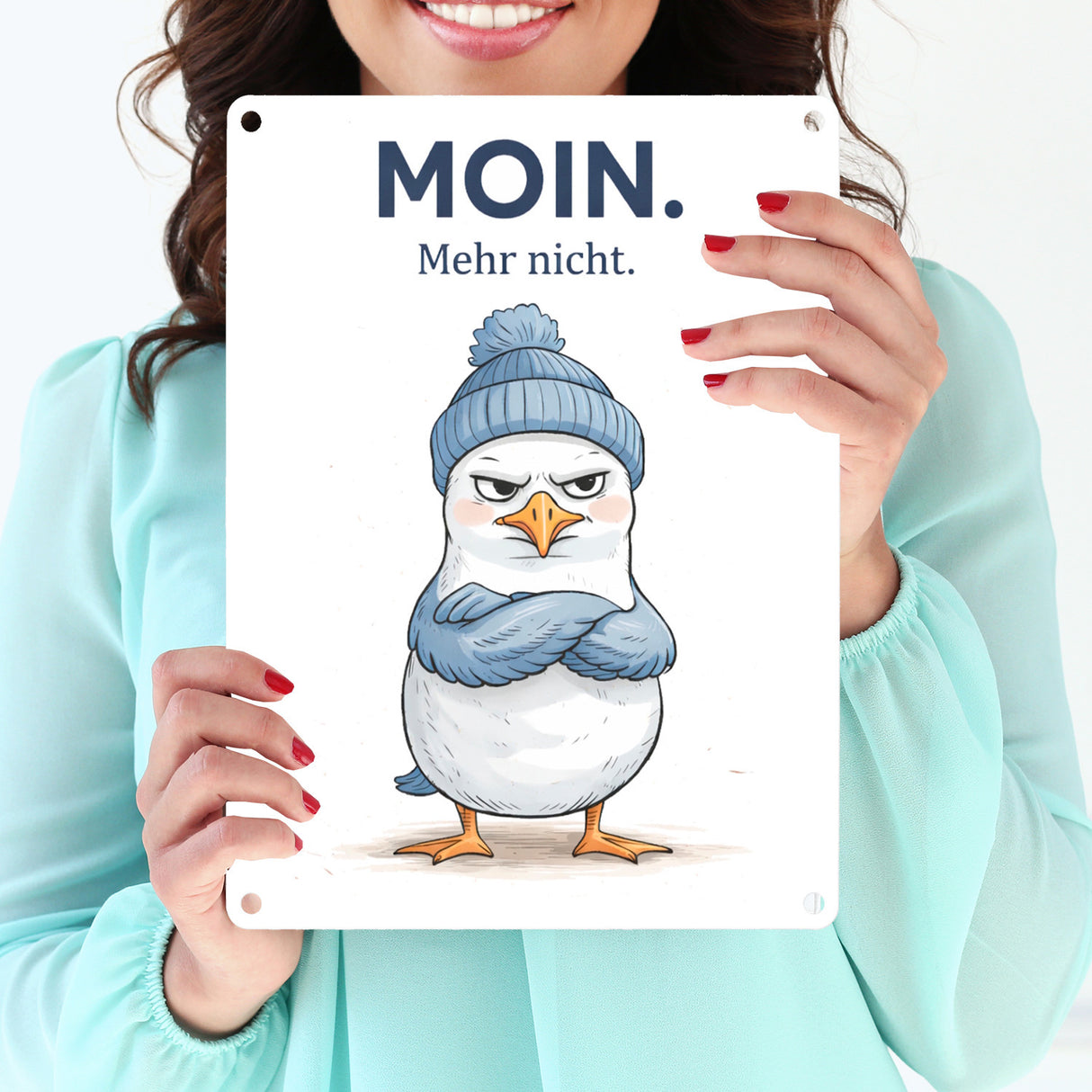 Manfred die Möwe Moin mehr nicht Metallschild in 15x20 cm für Küstenfans