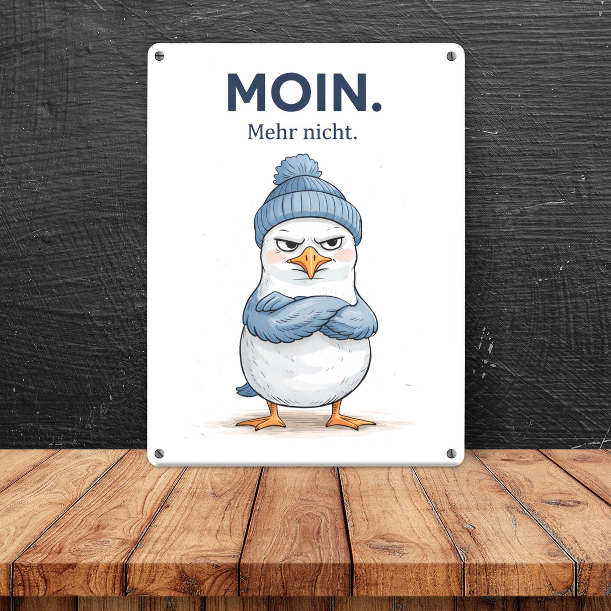 Manfred die Möwe Moin mehr nicht Metallschild in 15x20 cm für Küstenfans
