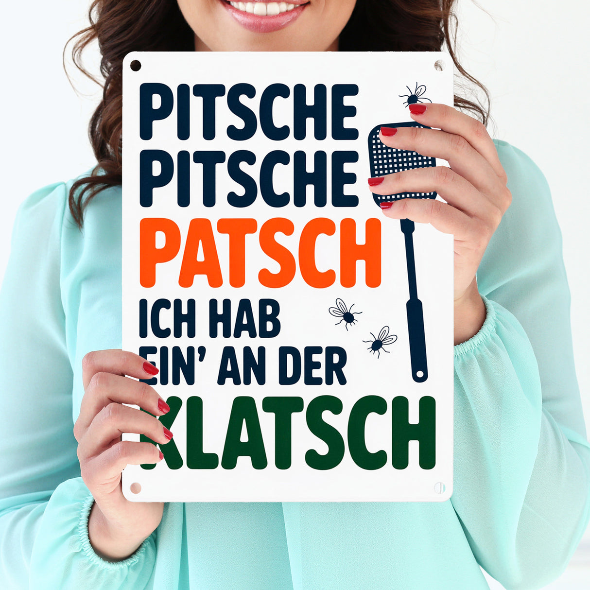 Fliegenklatsche Ich habe ein an der Klatsche Metallschild in 15x20 cm