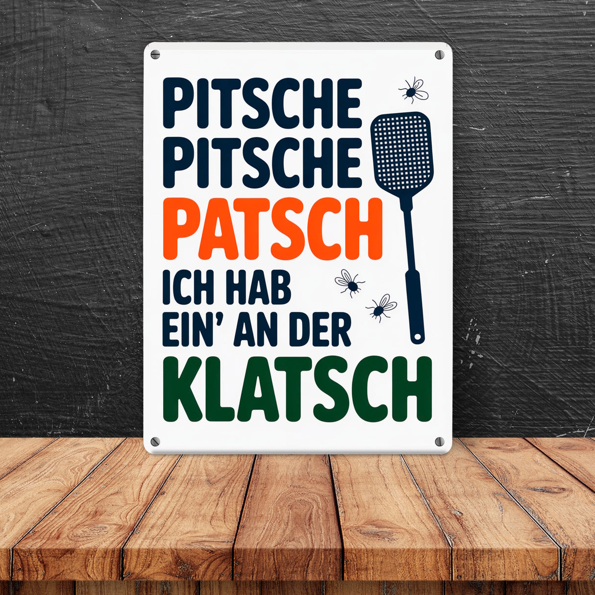 Fliegenklatsche Ich habe ein an der Klatsche Metallschild in 15x20 cm