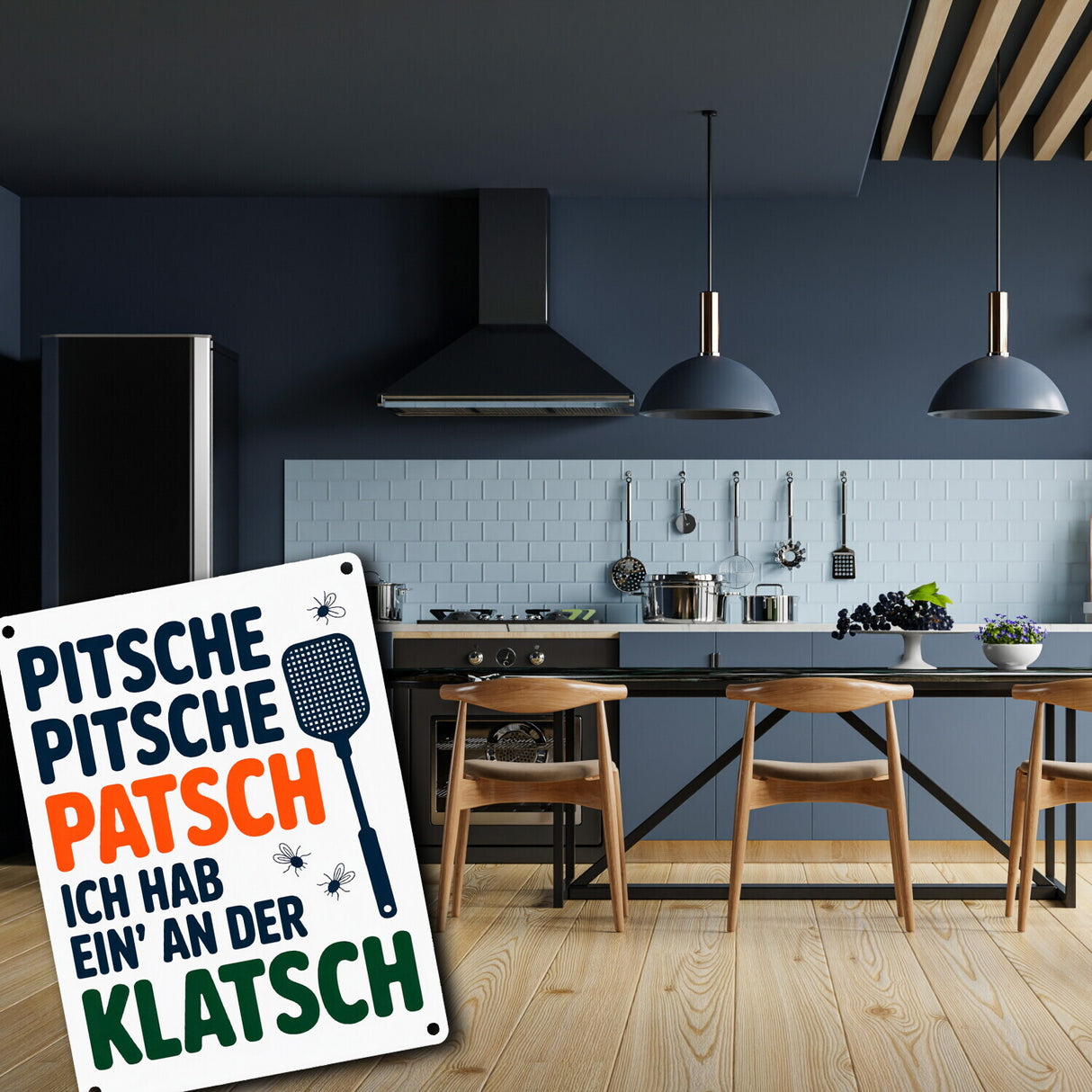 Fliegenklatsche Ich habe ein an der Klatsche Metallschild in 15x20 cm