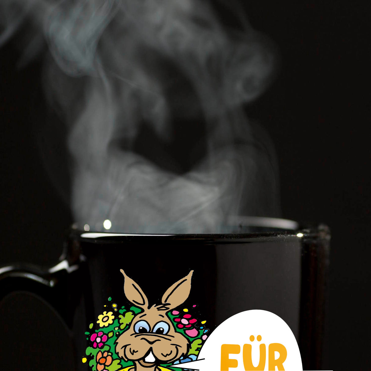 Osterhase Tasse in Schwarz mit Spruch: Für dich