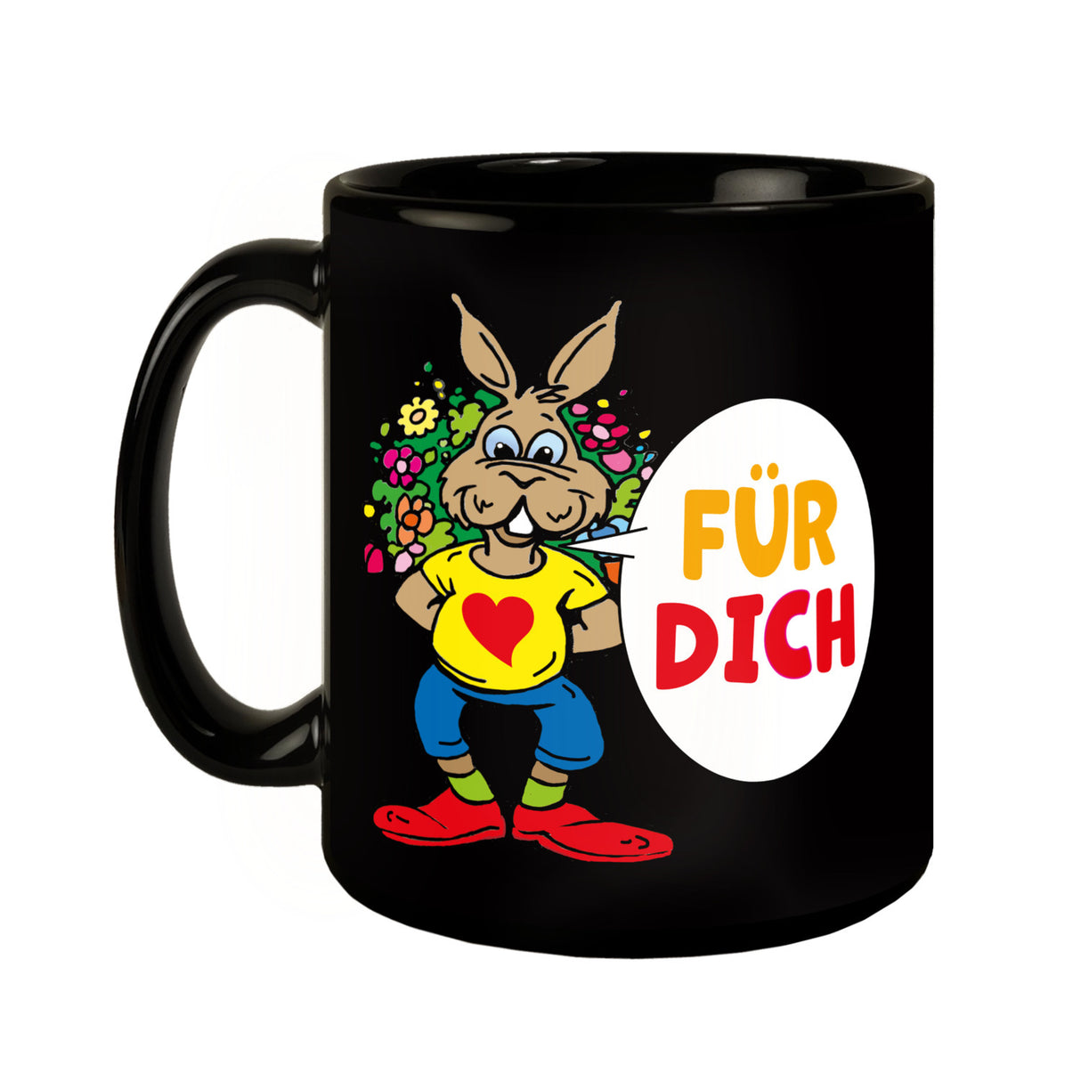 Osterhase Tasse in Schwarz mit Spruch: Für dich