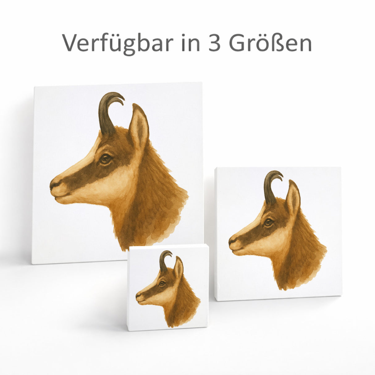 Gipfelliebe Gämse Kopf Holzbild in 10x10 cm zum Stellen oder Aufhängen