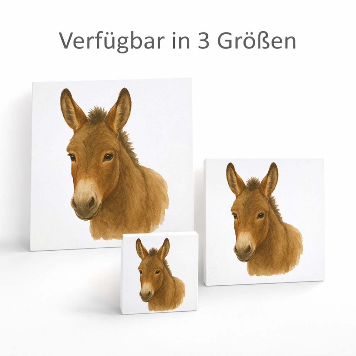 Eselmomente Esel Porträt Holzbild in 10x10 cm zum Stellen oder Aufhängen