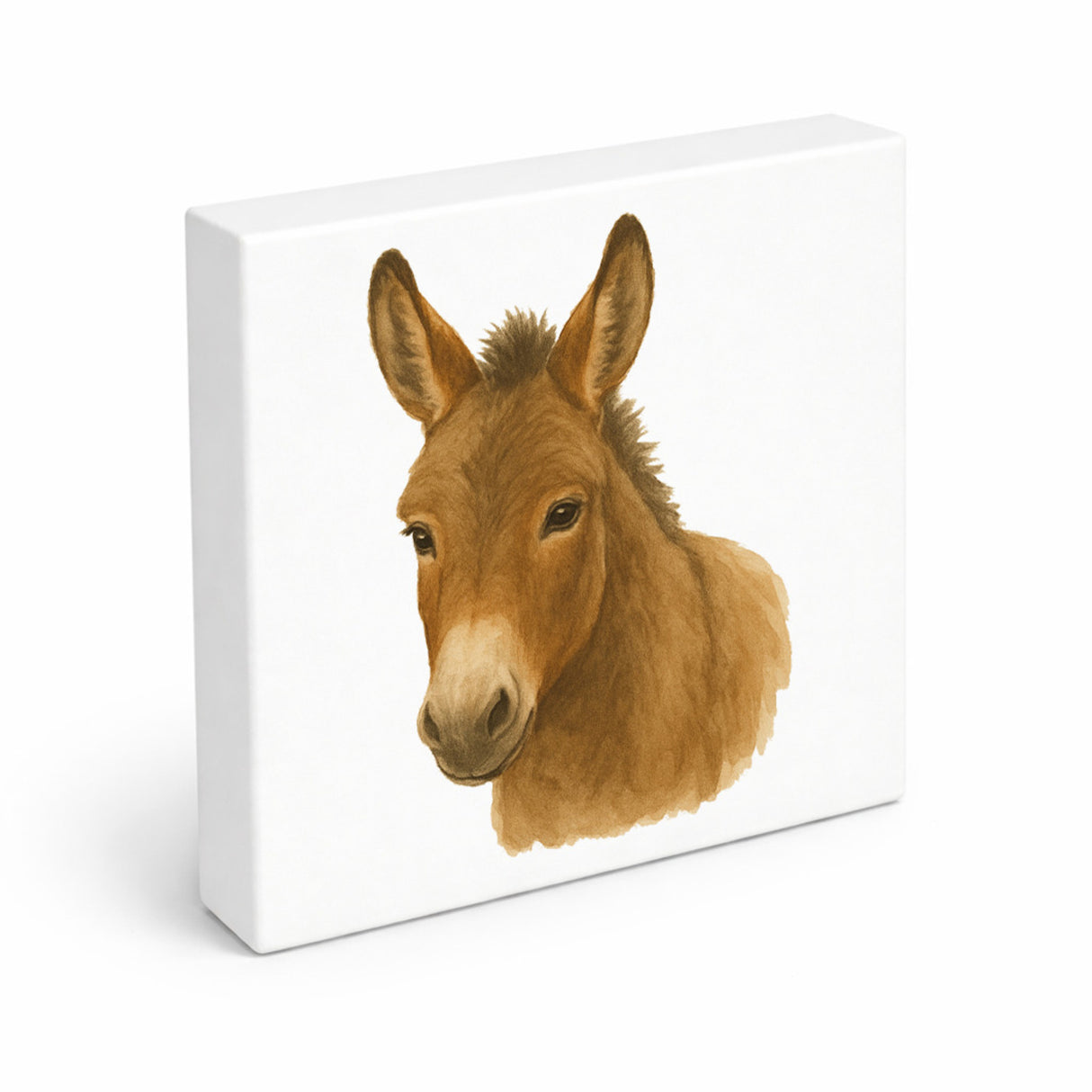 Eselmomente Esel Porträt Holzbild in 10x10 cm zum Stellen oder Aufhängen