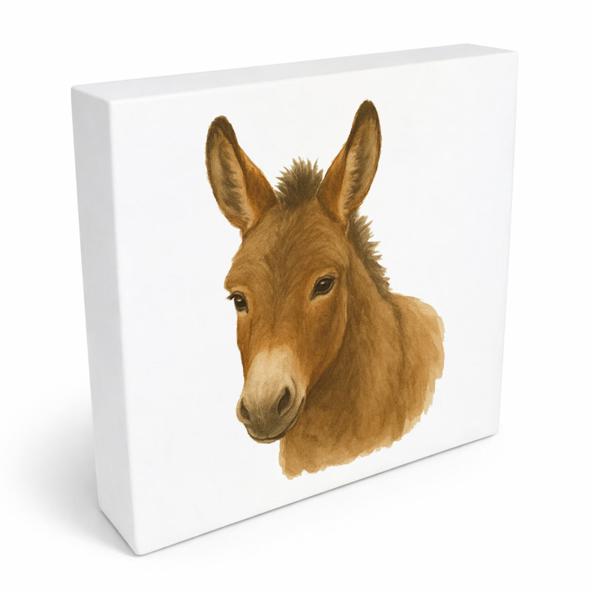 Eselmomente Esel Porträt Holzbild in 10x10 cm zum Stellen oder Aufhängen