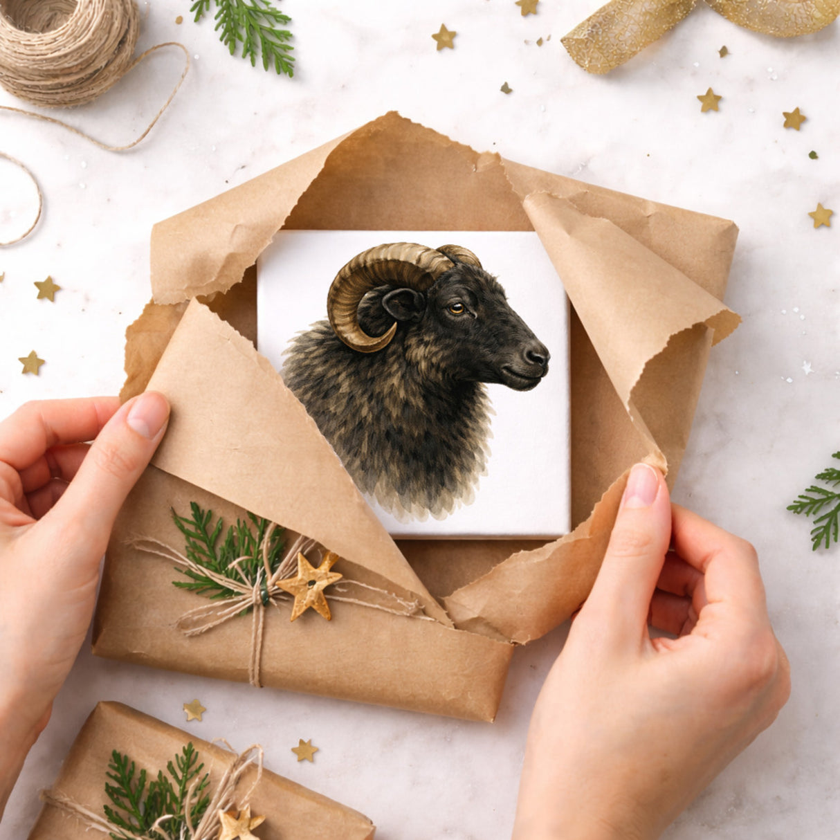 Flauschiger Charme Heideschnuckenkopf Holzbild in 10x10 cm zum Stellen oder Aufhängen