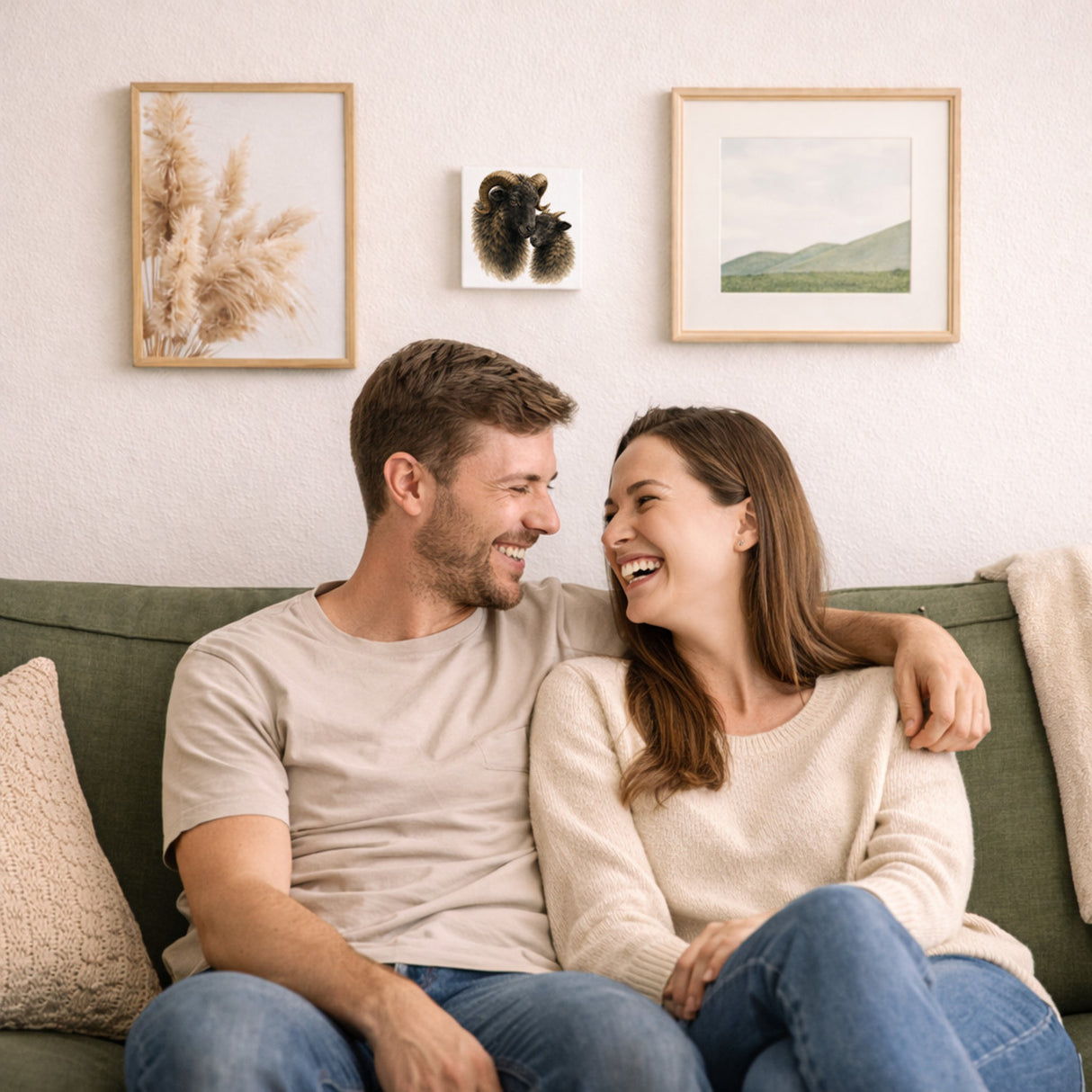 Flauschiger Charme Heideschnucke und Lamm Holzbild in 10x10 cm zum Stellen oder Aufhängen