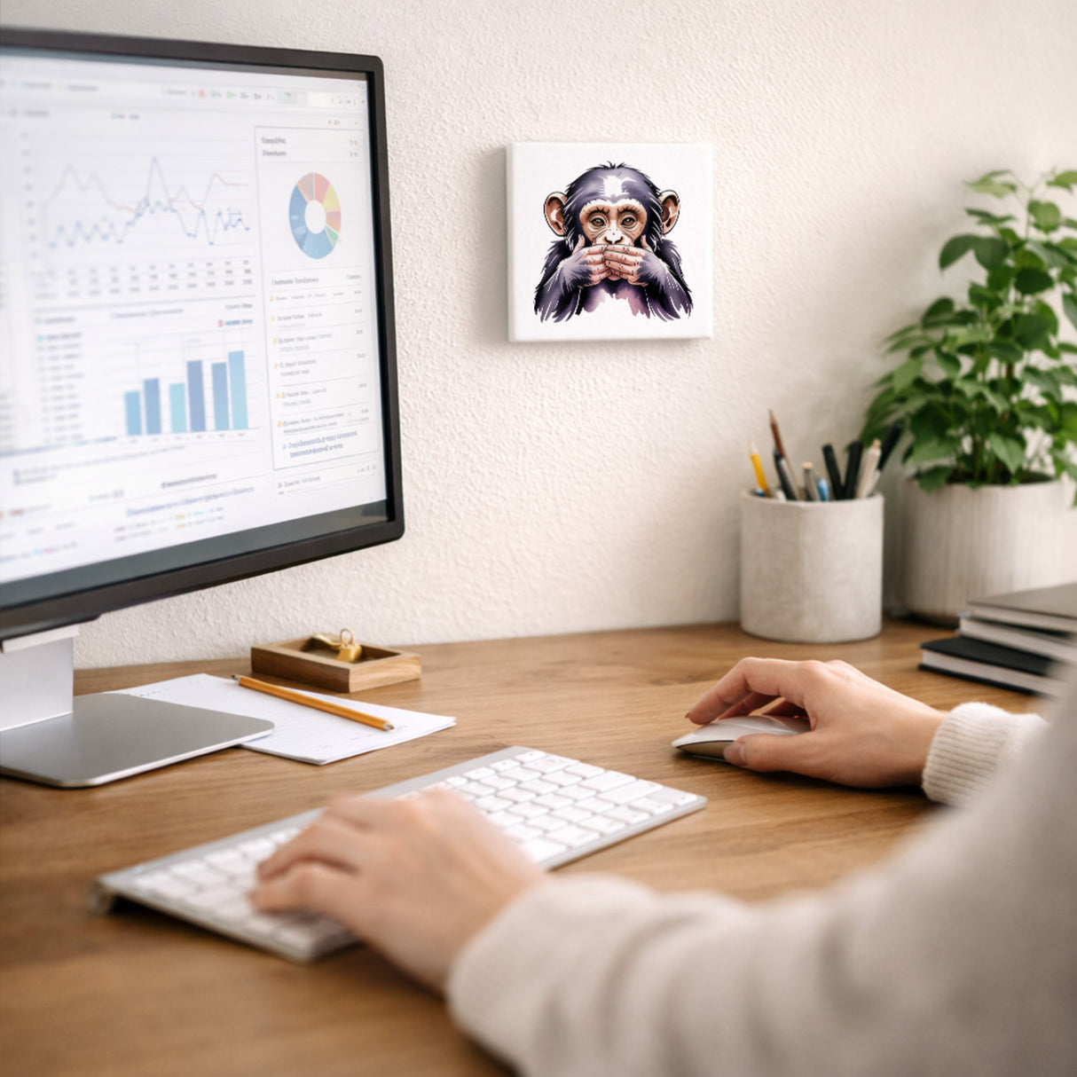 Die drei Affen nichts sprechen Holzbild in 10x10 cm zum Stellen oder Aufhängen