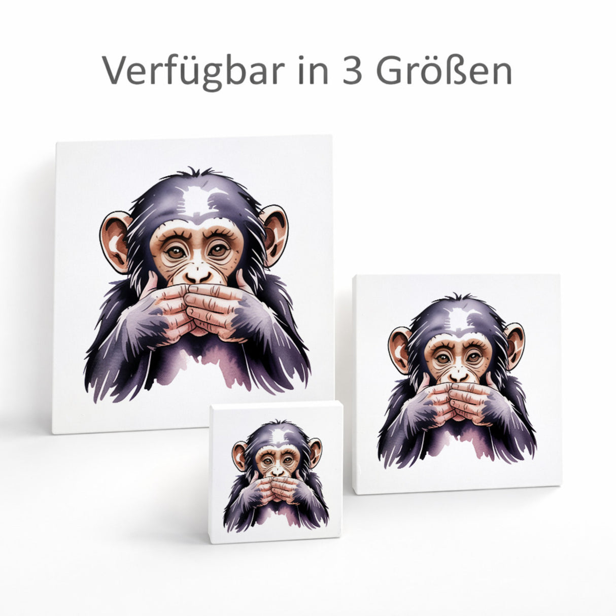 Die drei Affen nichts sprechen Holzbild in 10x10 cm zum Stellen oder Aufhängen