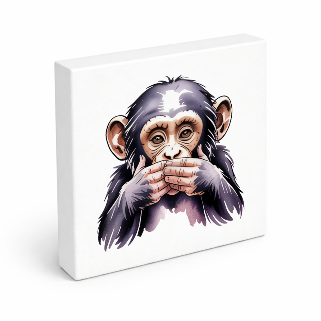 Die drei Affen nichts sprechen Holzbild in 10x10 cm zum Stellen oder Aufhängen