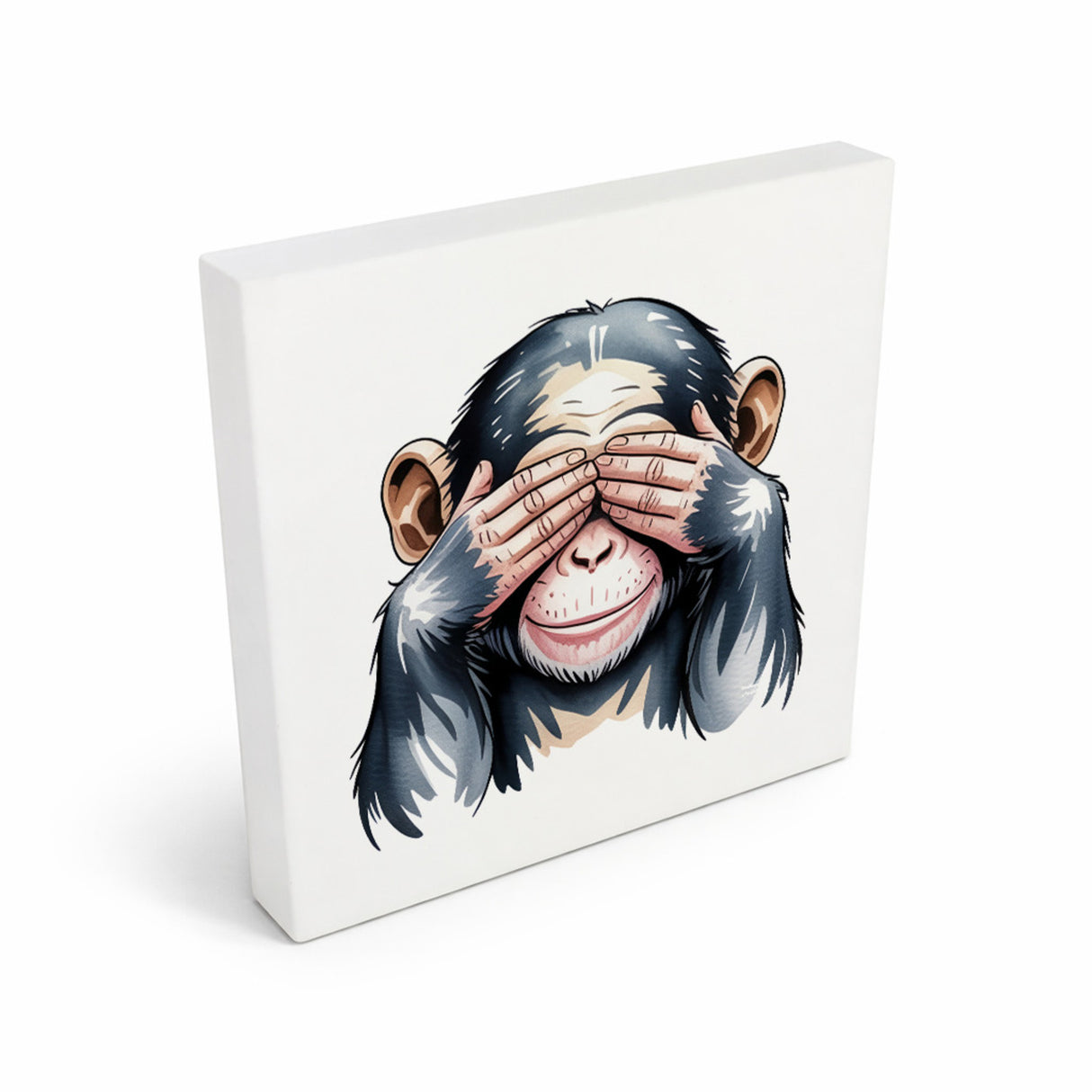 Die drei Affen nichts sehen Holzbild in 10x10 cm zum Stellen oder Aufhängen