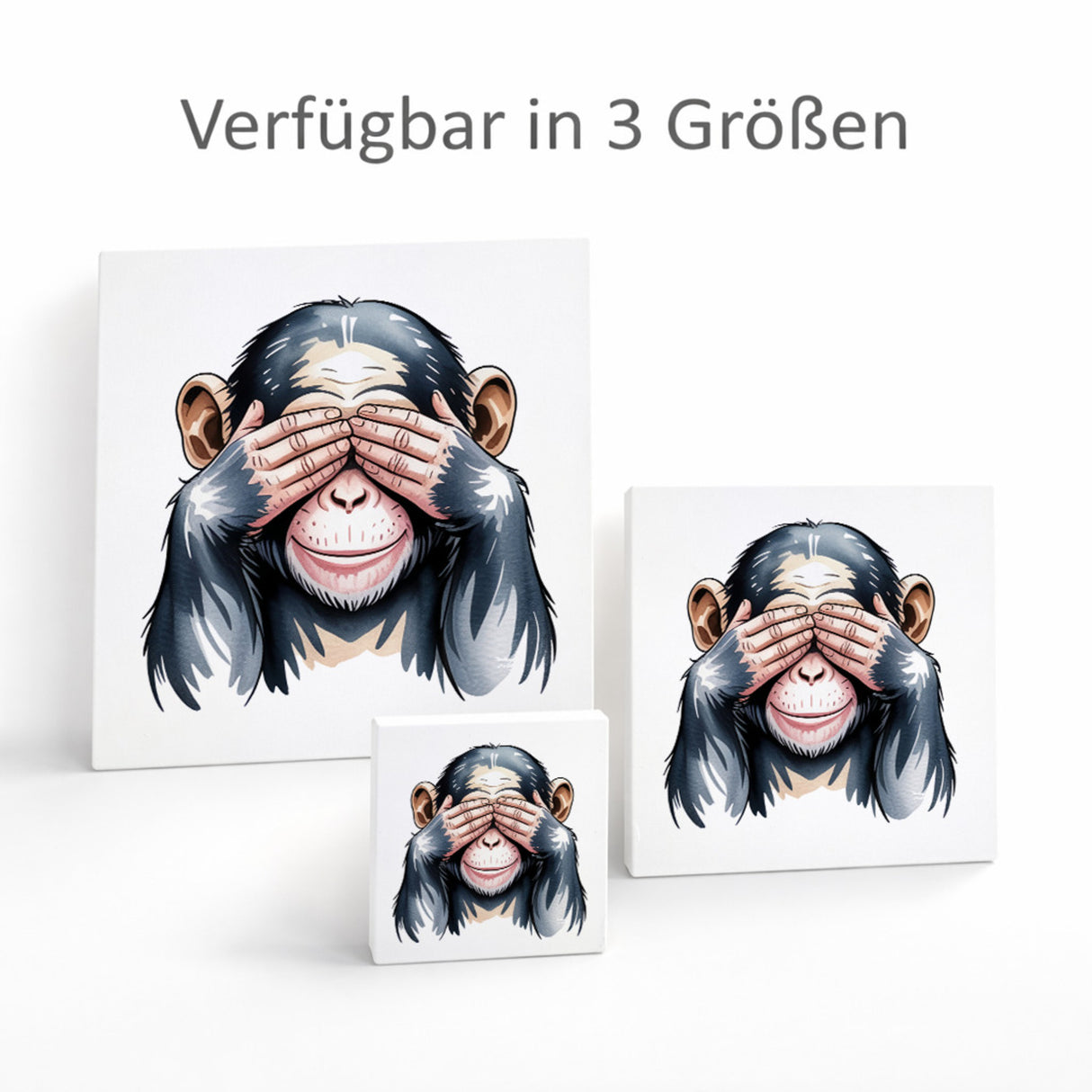 Die drei Affen nichts sehen Holzbild in 10x10 cm zum Stellen oder Aufhängen