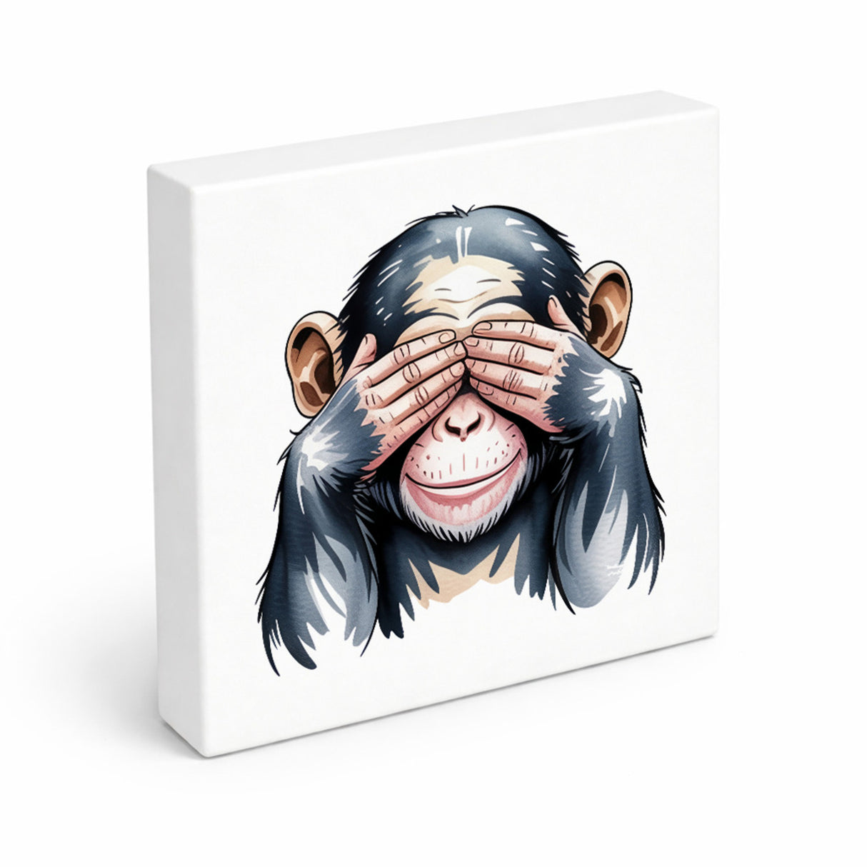 Die drei Affen nichts sehen Holzbild in 10x10 cm zum Stellen oder Aufhängen