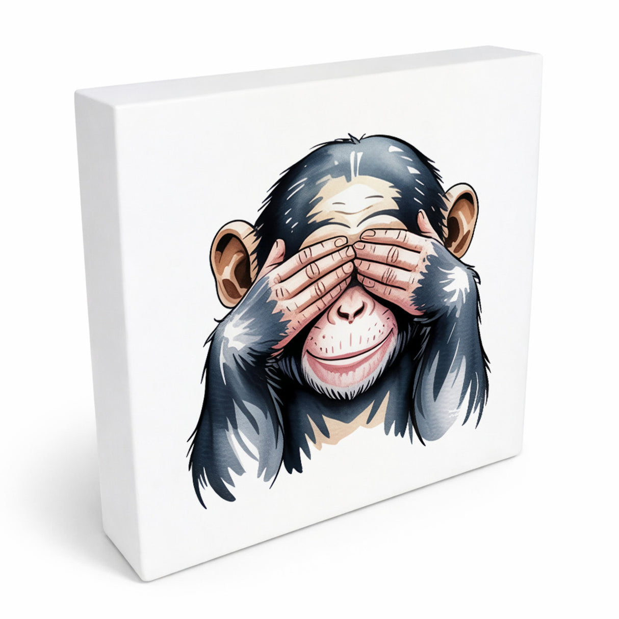 Die drei Affen nichts sehen Holzbild in 10x10 cm zum Stellen oder Aufhängen