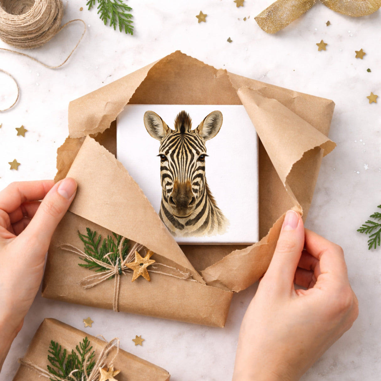Tierische Eleganz Zebrakopf Holzbild in 10x10 cm zum Stellen oder Aufhängen