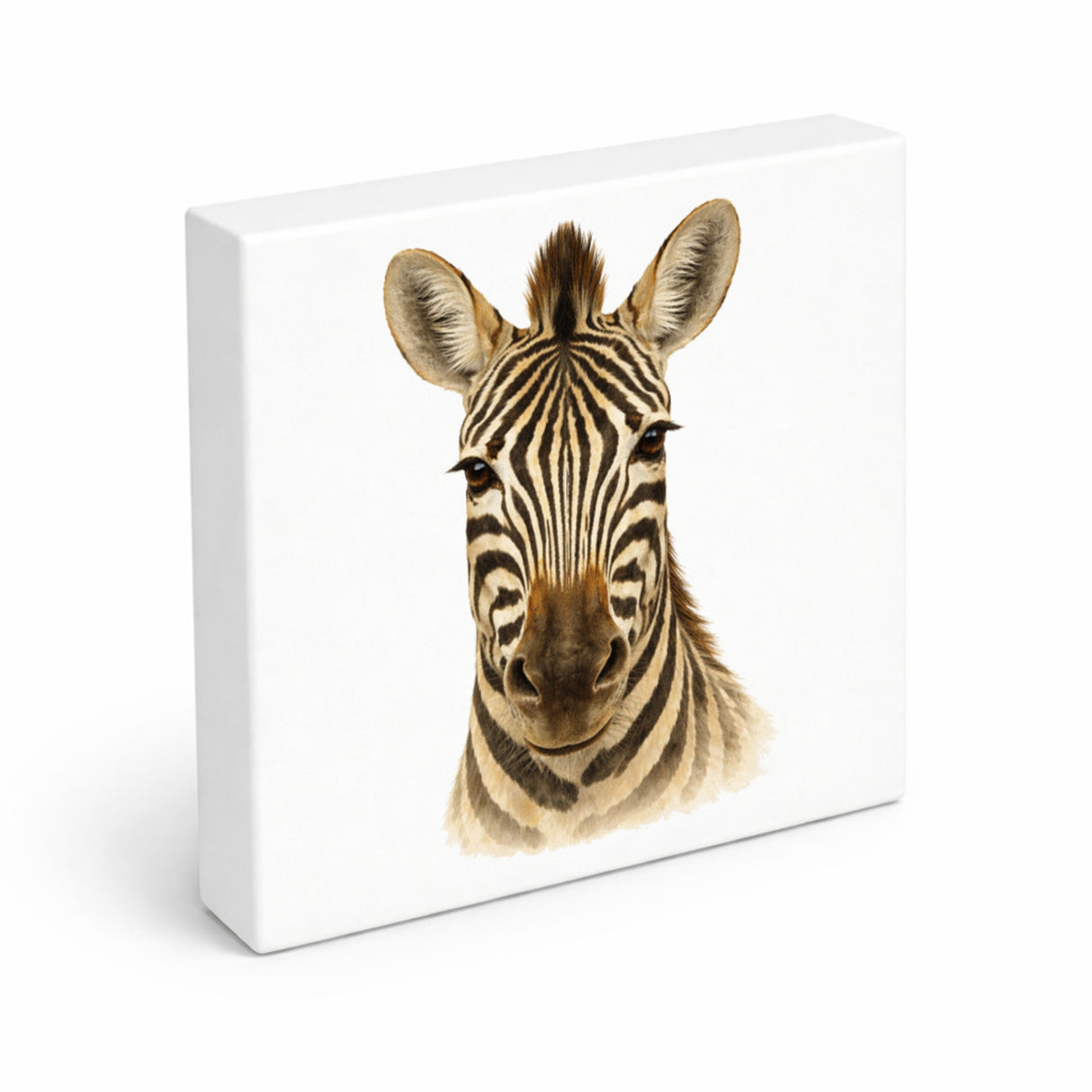Tierische Eleganz Zebrakopf Holzbild in 10x10 cm zum Stellen oder Aufhängen