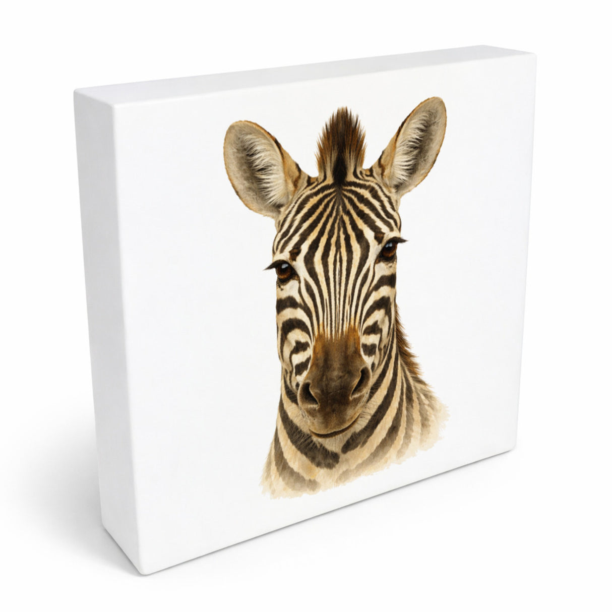 Tierische Eleganz Zebrakopf Holzbild in 10x10 cm zum Stellen oder Aufhängen