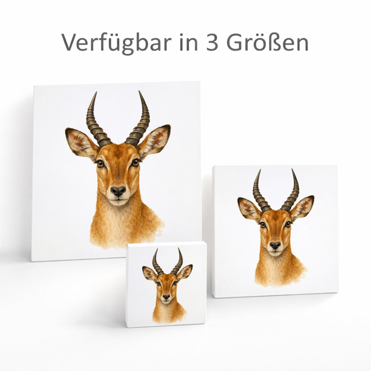 Tierische Eleganz Antilopenkopf Holzbild in 10x10 cm zum Stellen oder Aufhängen