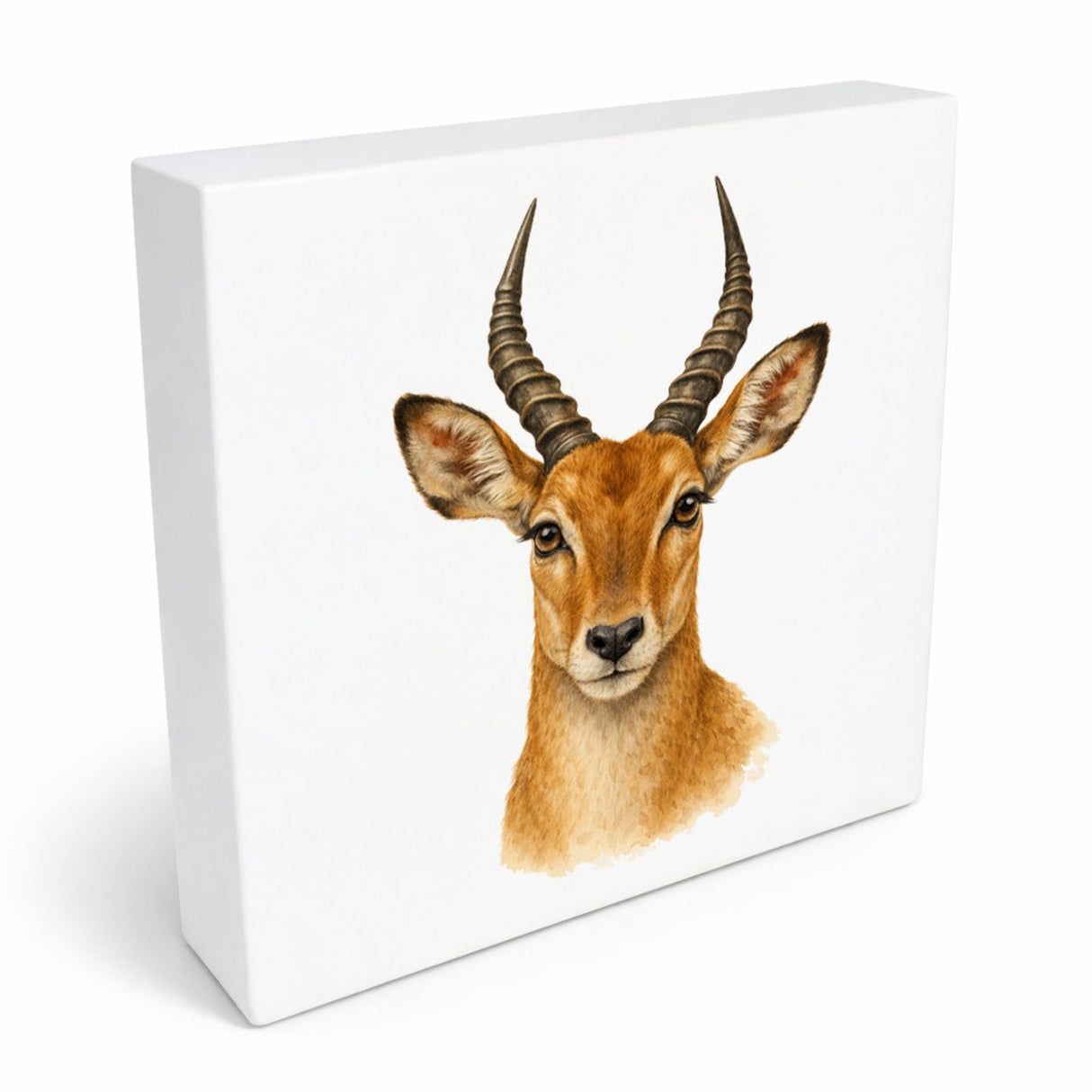 Tierische Eleganz Antilopenkopf Holzbild in 10x10 cm zum Stellen oder Aufhängen