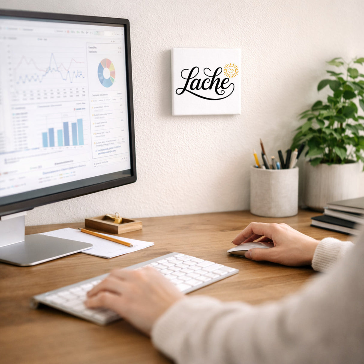 Lebensfreude Lache Holzbild in 10x10 cm zum Stellen oder Aufhängen