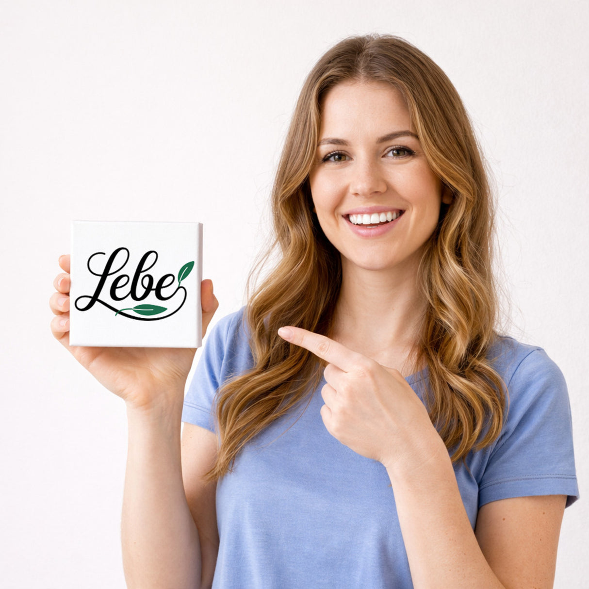 Lebensfreude Lebe Holzbild in 10x10 cm zum Stellen oder Aufhängen