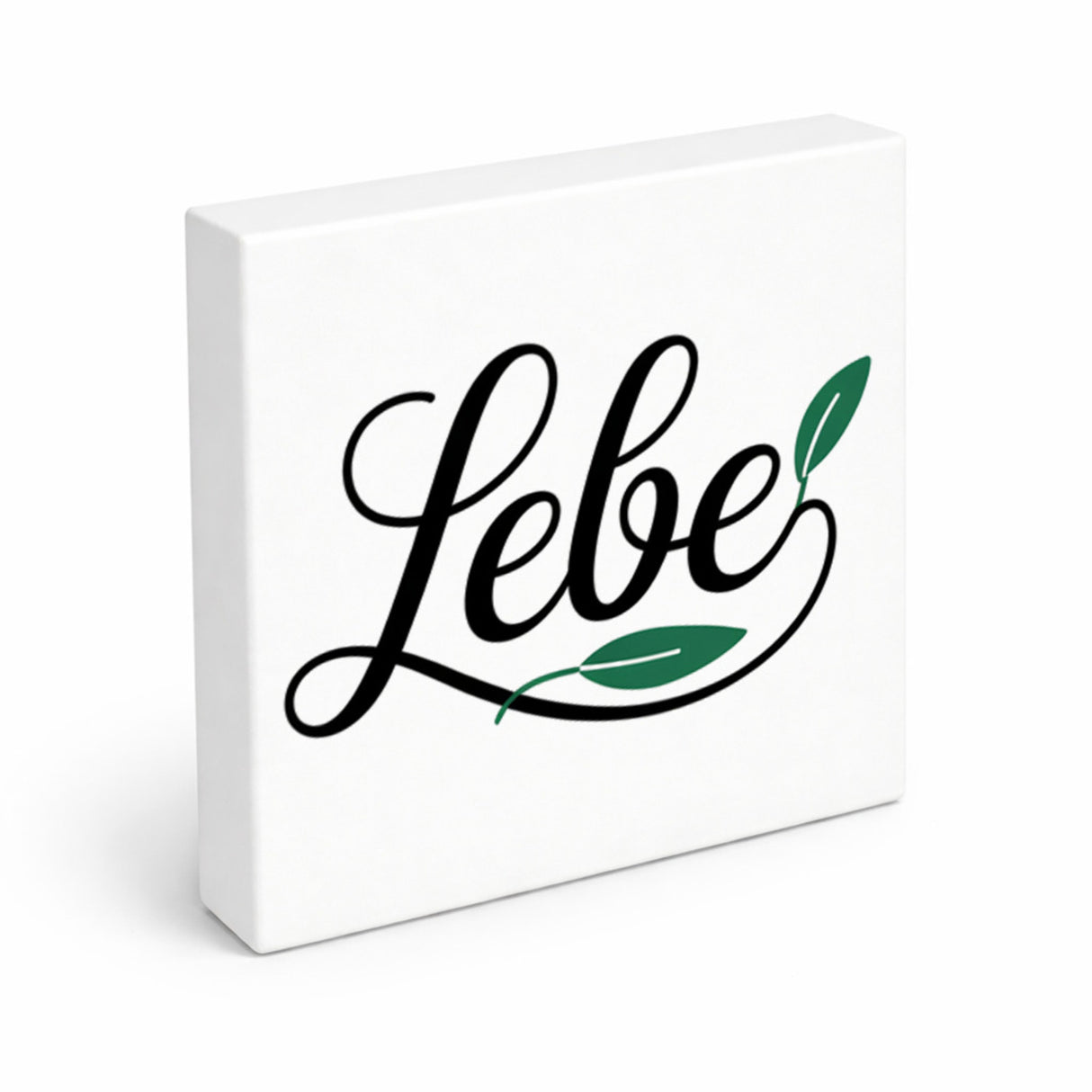 Lebensfreude Lebe Holzbild in 10x10 cm zum Stellen oder Aufhängen