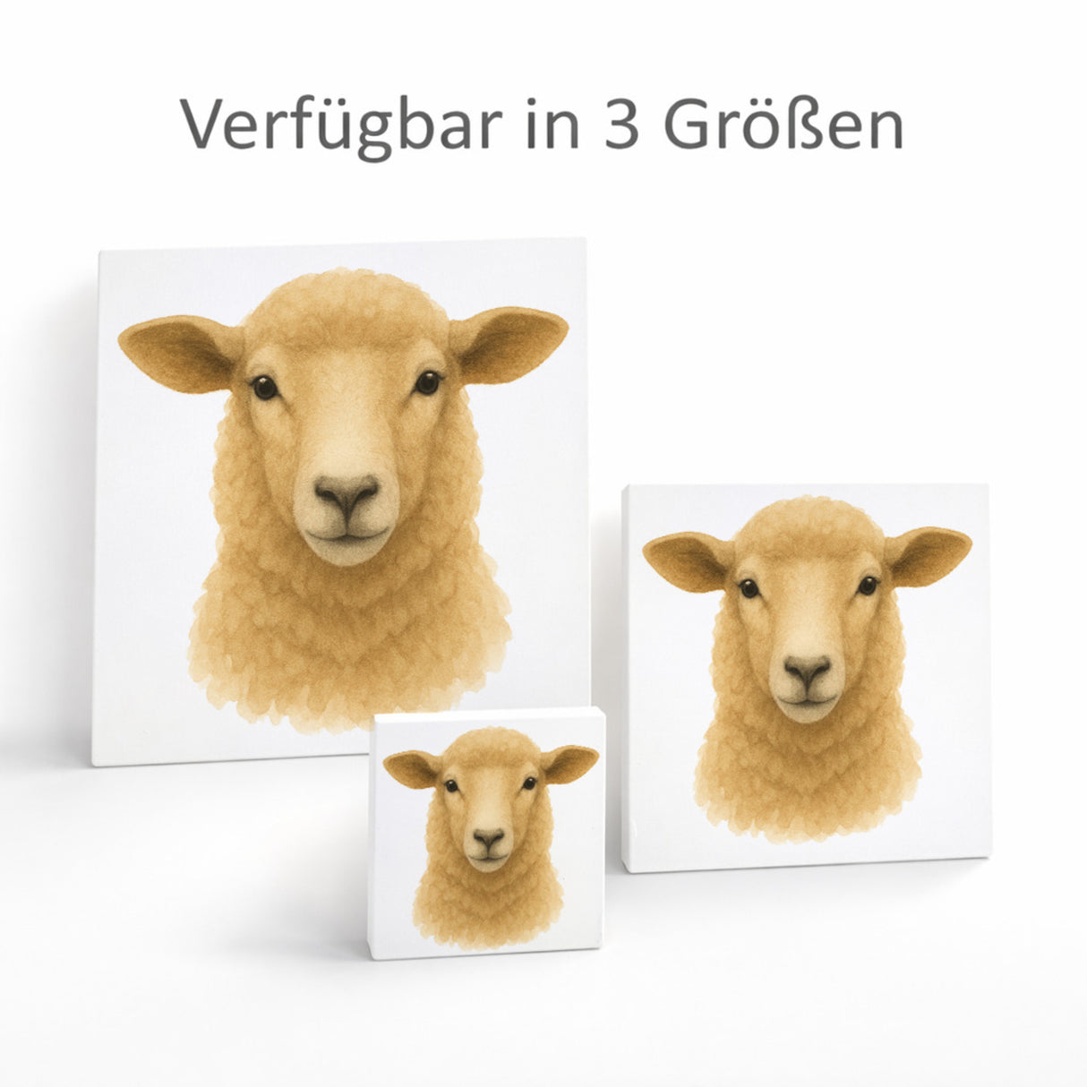 Bauernhof Charme Schaf Porträt Holzbild in 10x10 cm zum Stellen oder Aufhängen