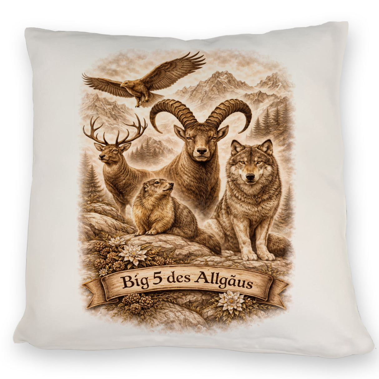 Big 5 des Allgäus Kissen mit Tiermotiven