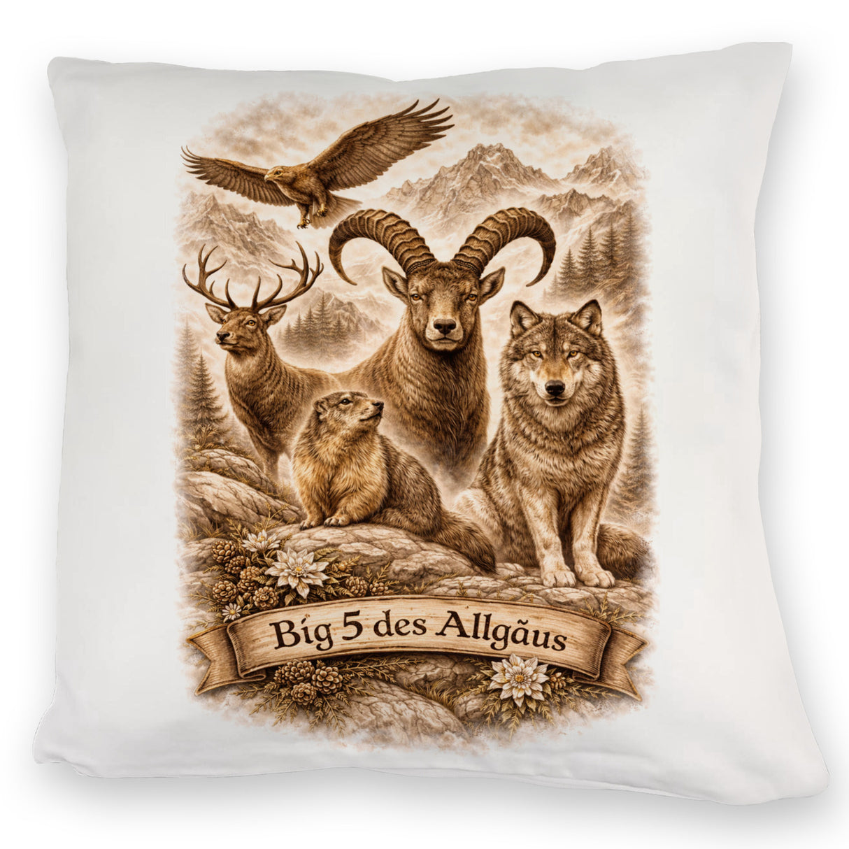 Big 5 des Allgäus Kissen mit Tiermotiven
