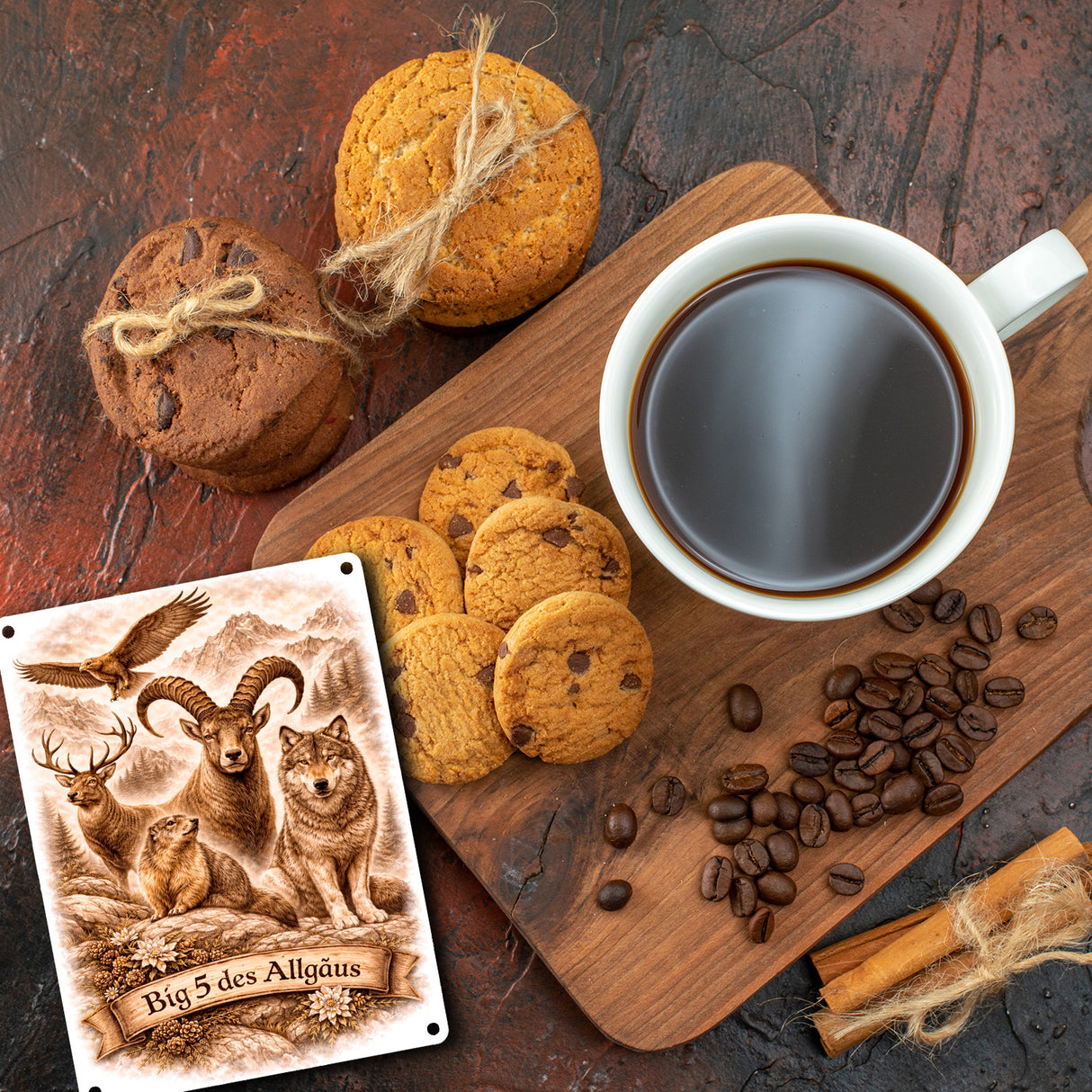 Big 5 des Allgäus Metallschild in 15x20 cm mit Tiermotiven