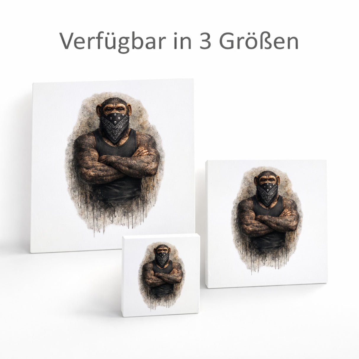 Drei coole Affen nichts sprechen Holzbild in 10x10 cm zum Stellen oder Aufhängen