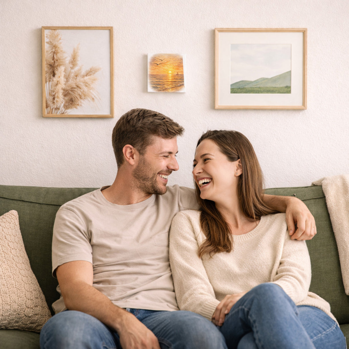 Sonnenuntergang Idylle Meer Sonnenuntergang Holzbild in 10x10 cm zum Stellen oder Aufhängen
