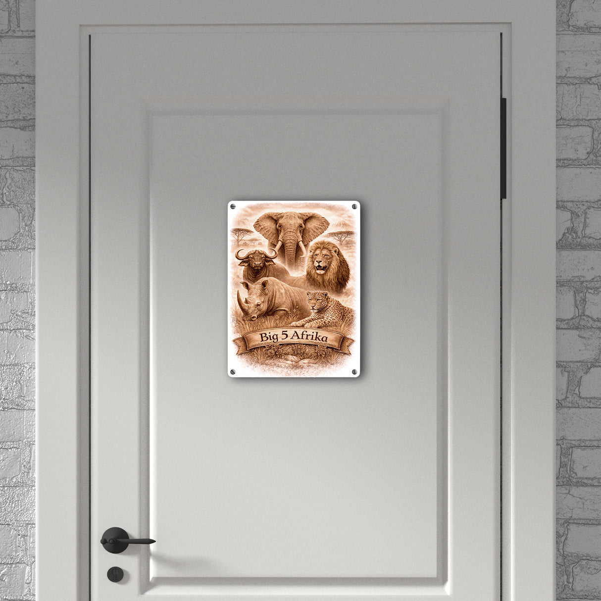 Big 5 Afrika Metallschild in 15x20 cm mit Tiermotiven