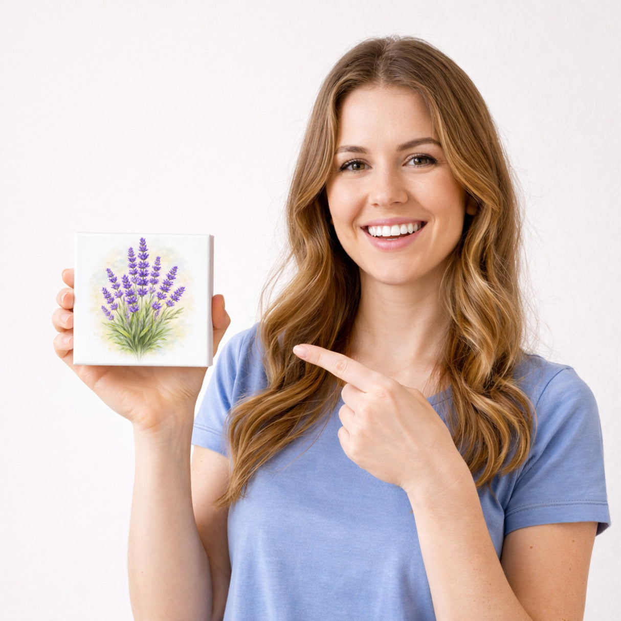 Blumen Freude Lavendel Holzbild in 10x10 cm zum Stellen oder Aufhängen