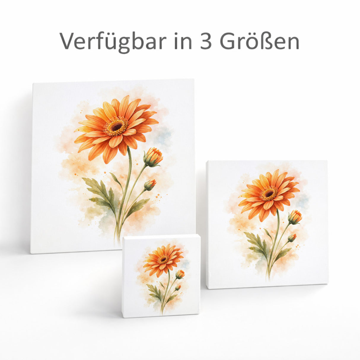 Blumen Freude Orange Gerbera Holzbild in 10x10 cm zum Stellen oder Aufhängen