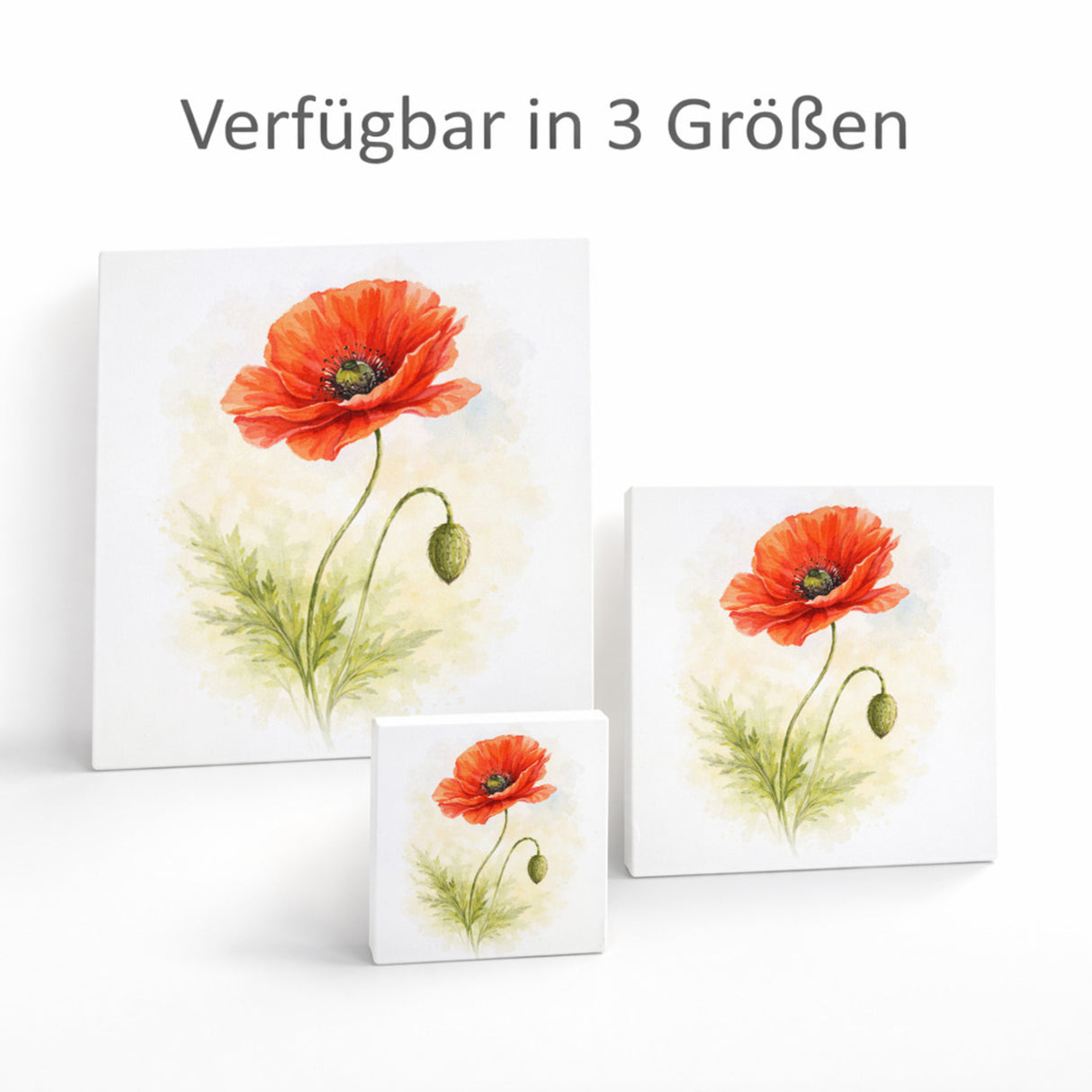 Blumen Freude Mohnblume Holzbild in 10x10 cm zum Stellen oder Aufhängen