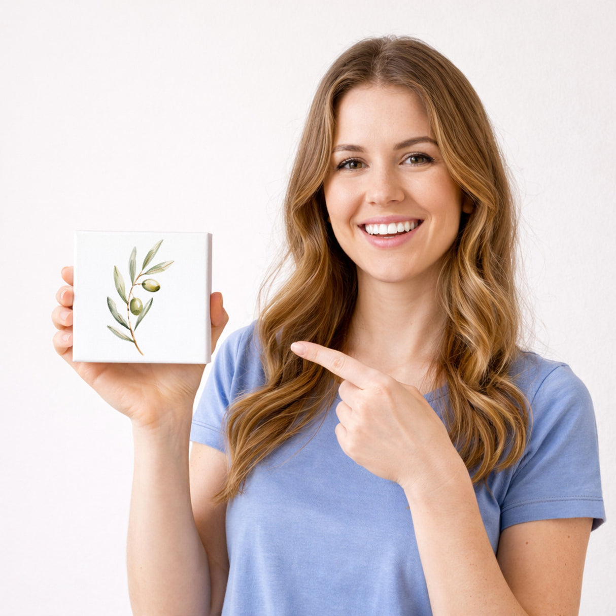 Mediterrane Schätze Olivenzweig Holzbild in 10x10 cm zum Stellen oder Aufhängen