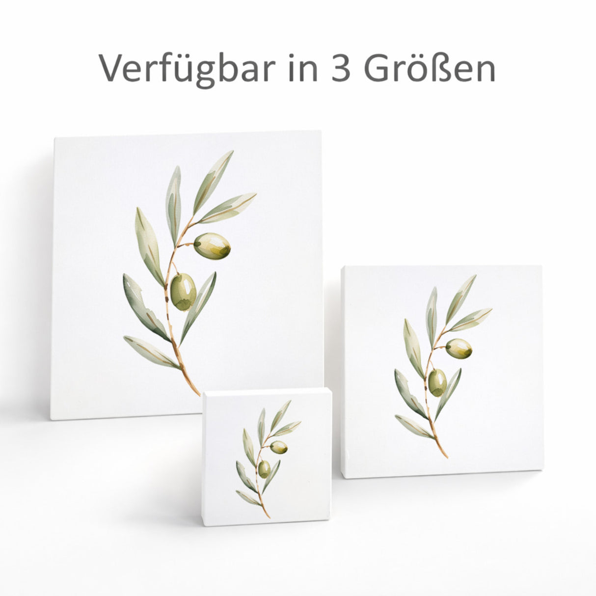 Mediterrane Schätze Olivenzweig Holzbild in 10x10 cm zum Stellen oder Aufhängen