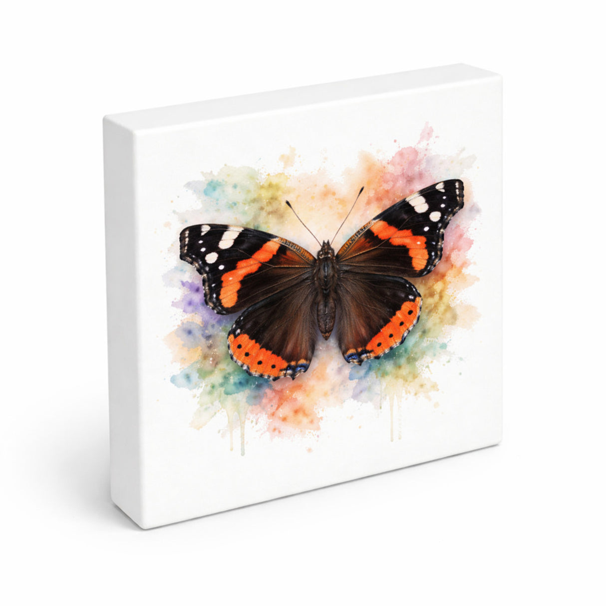 Schmetterlingszauber Admiral Holzbild in 10x10 cm zum Stellen oder Aufhängen