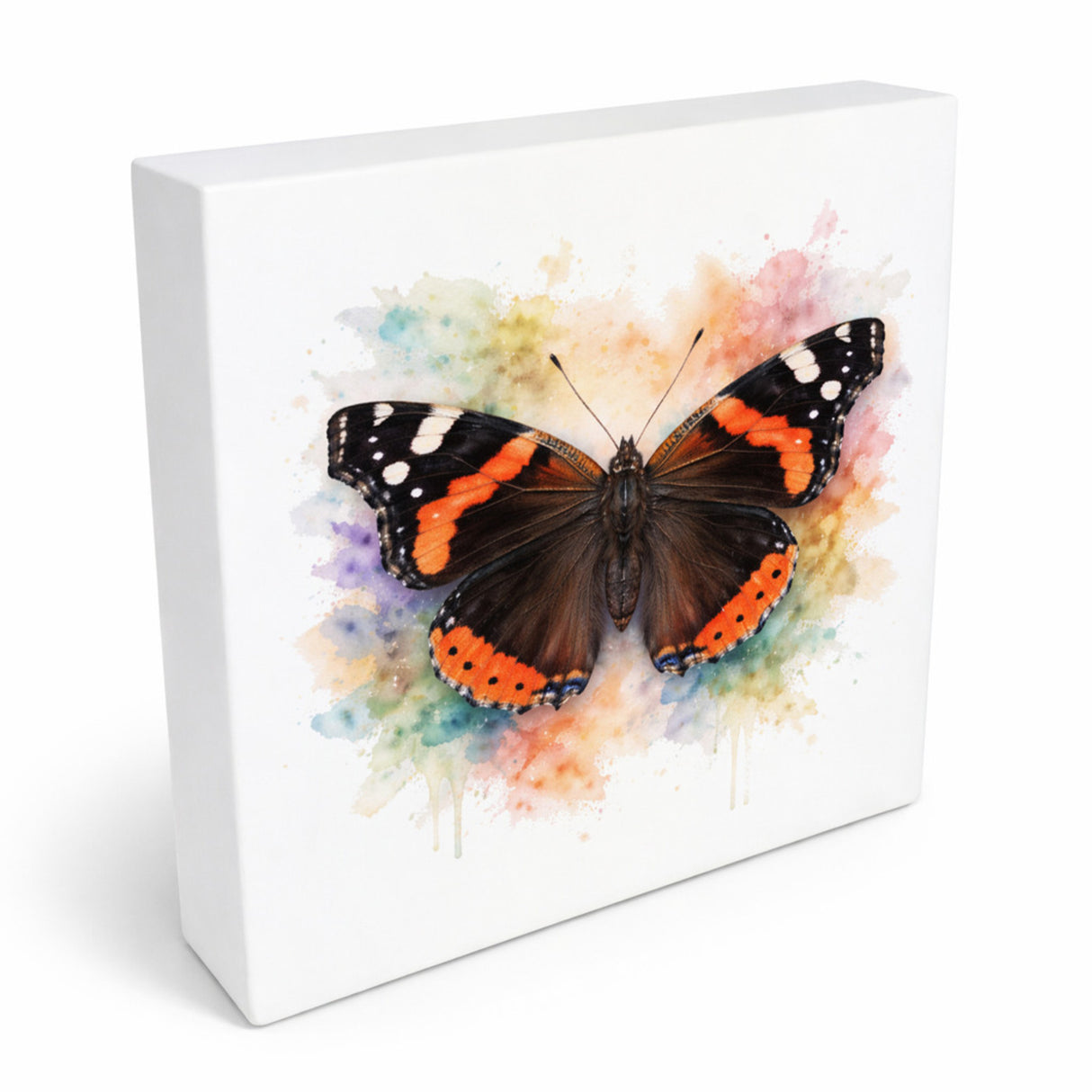 Schmetterlingszauber Admiral Holzbild in 10x10 cm zum Stellen oder Aufhängen