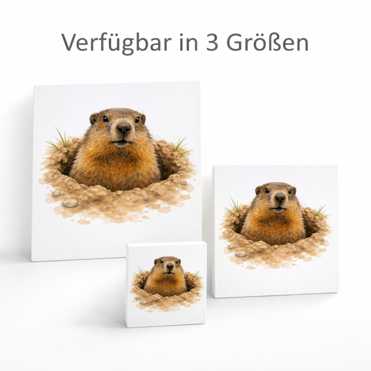 Murmeltier-Charm Murmeltier im Erdloch Holzbild in 10x10 cm zum Stellen oder Aufhängen