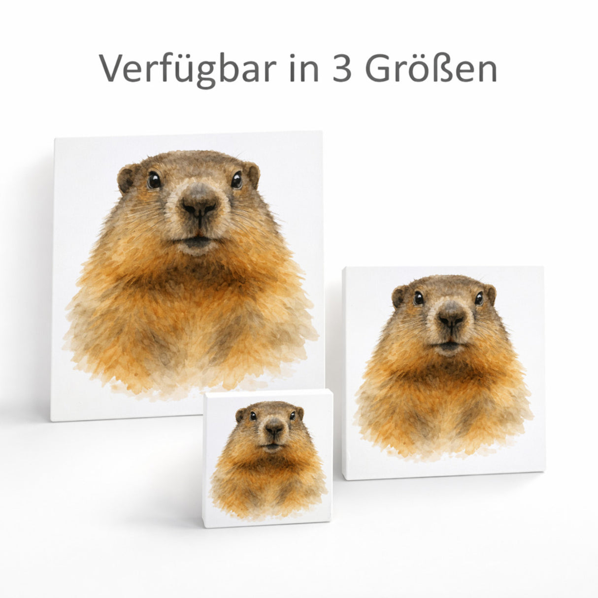 Murmeltier-Charm Murmeltier Porträt Holzbild in 10x10 cm zum Stellen oder Aufhängen