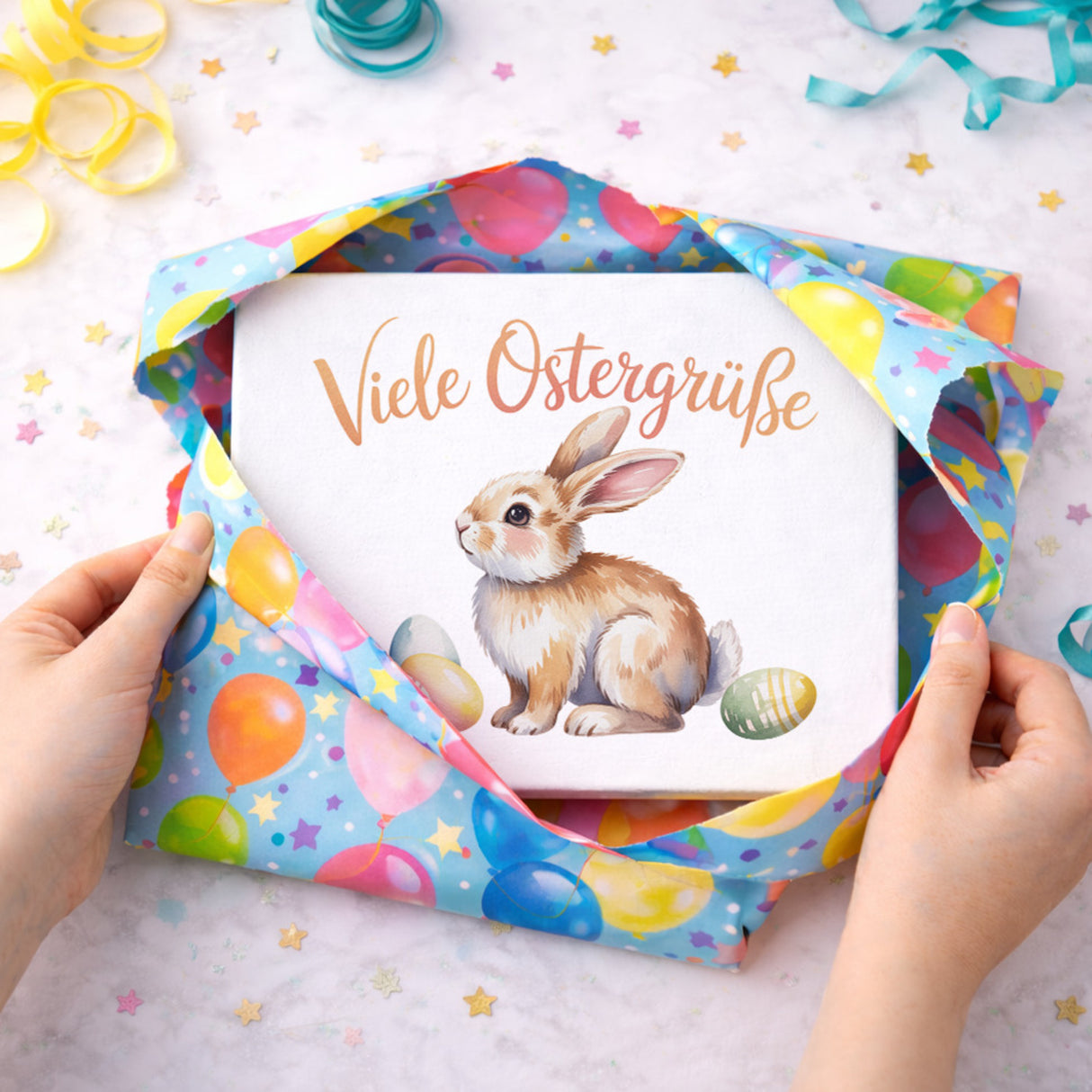 Osterhase Aquarell Holzbild in 20x15 cm zum Stellen oder Aufhängen Viele Ostergrüße